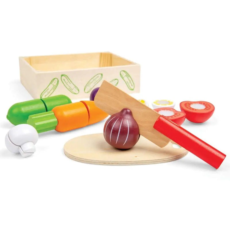 Bigjigs Wooden Toy Cutting Veg Crate