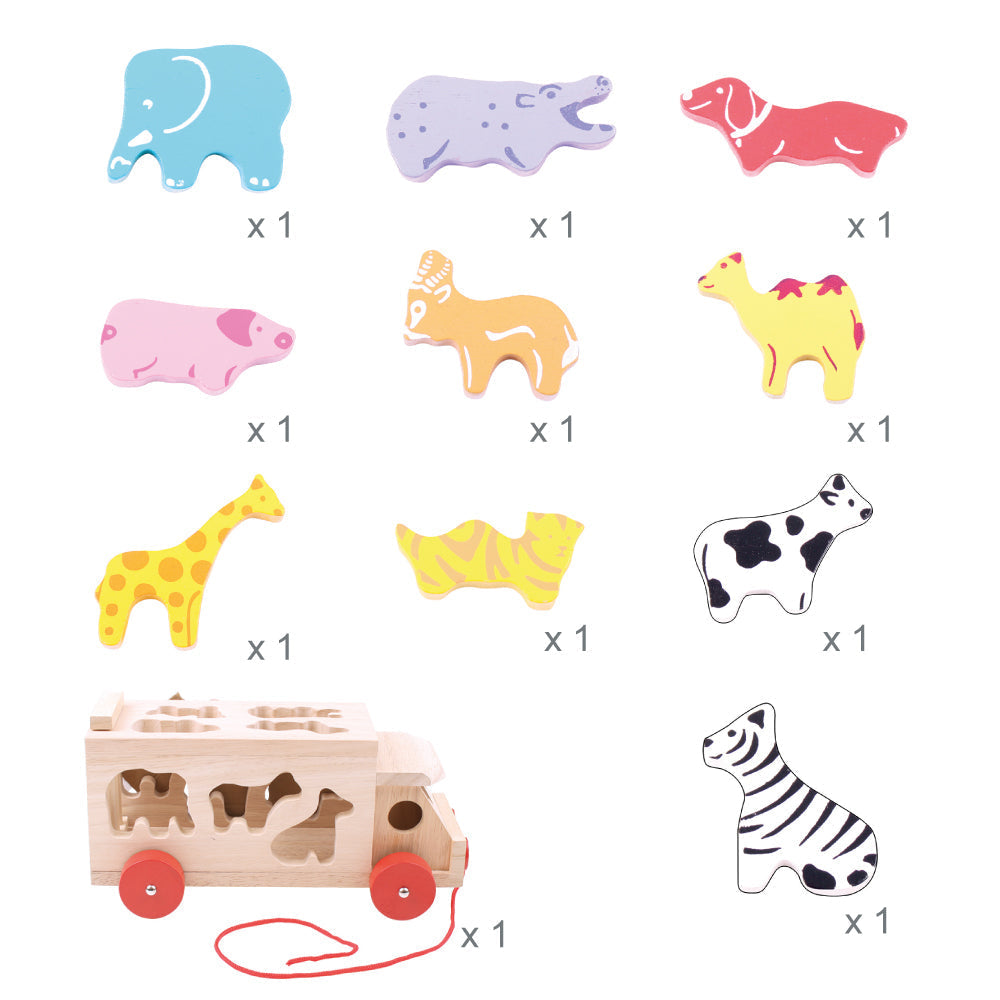 Bigijgs Wooden Animal Shape Sorter Lorry