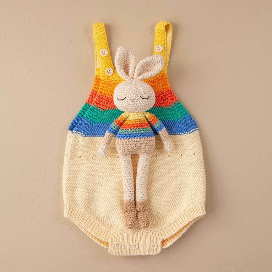The Bonniemob Bonnie Crochet Bunny - Rainbow stripe