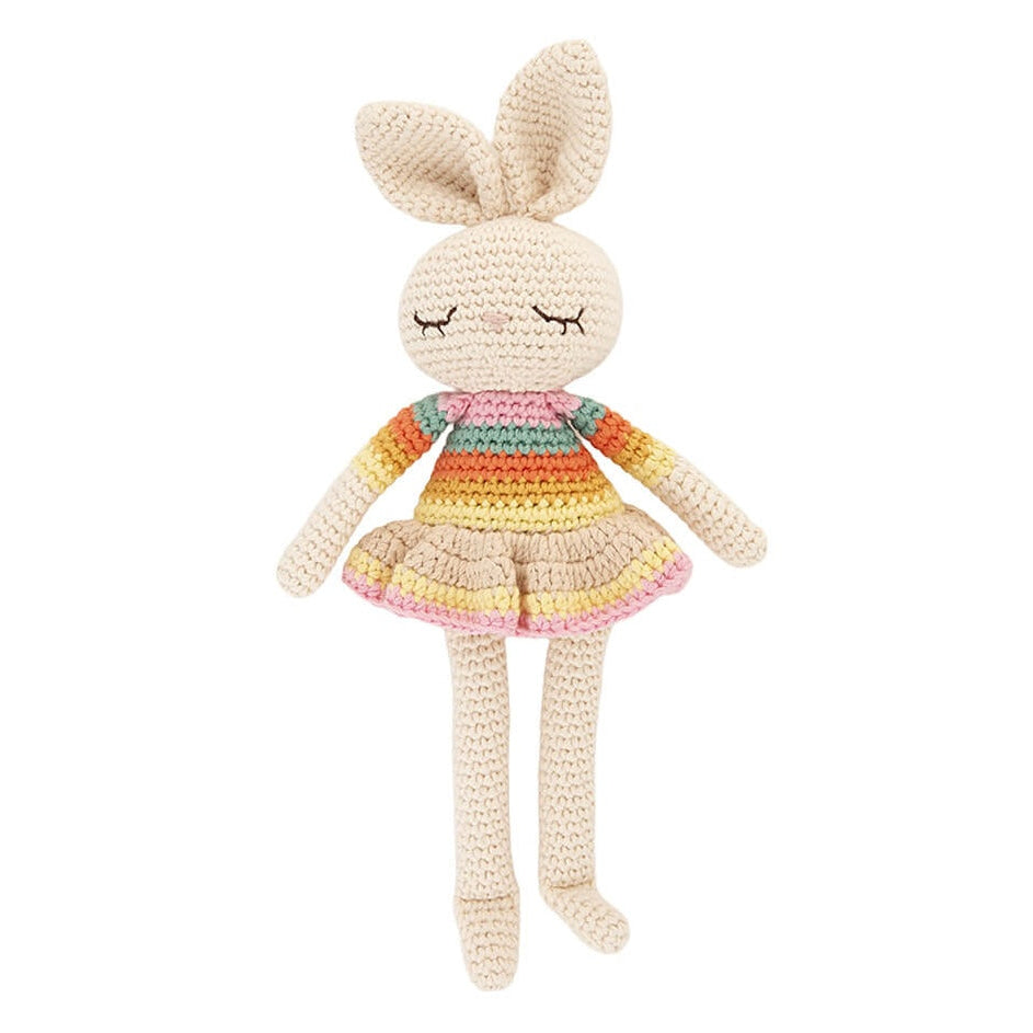 The Bonniemob Bonnie Ballerina Crochet Bunny - Pink rainbow