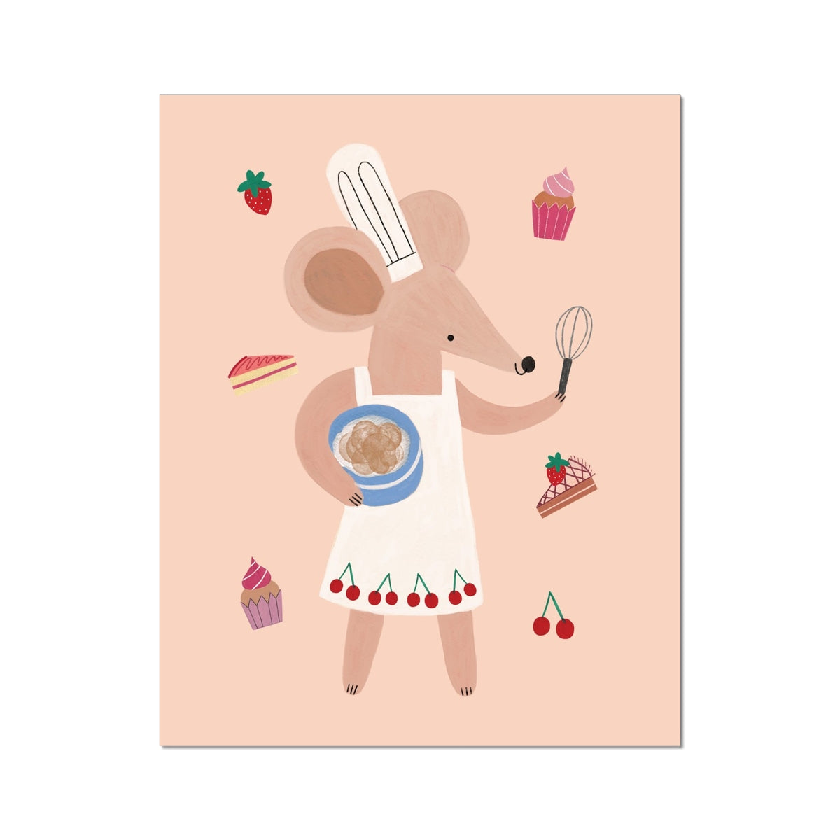 Kid of the Village Little Baker Mouse in Peach Art Print