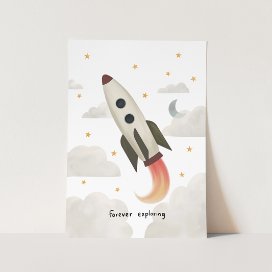 Kid of the Village Forever Exploring Art Print - White