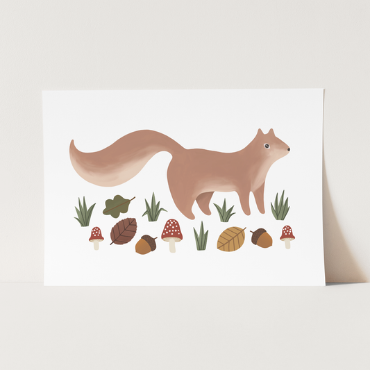 Kid of the Village Squirrel Art Print - White