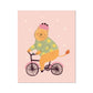 Kid of the Village Cycling Lion in Pink Art Print