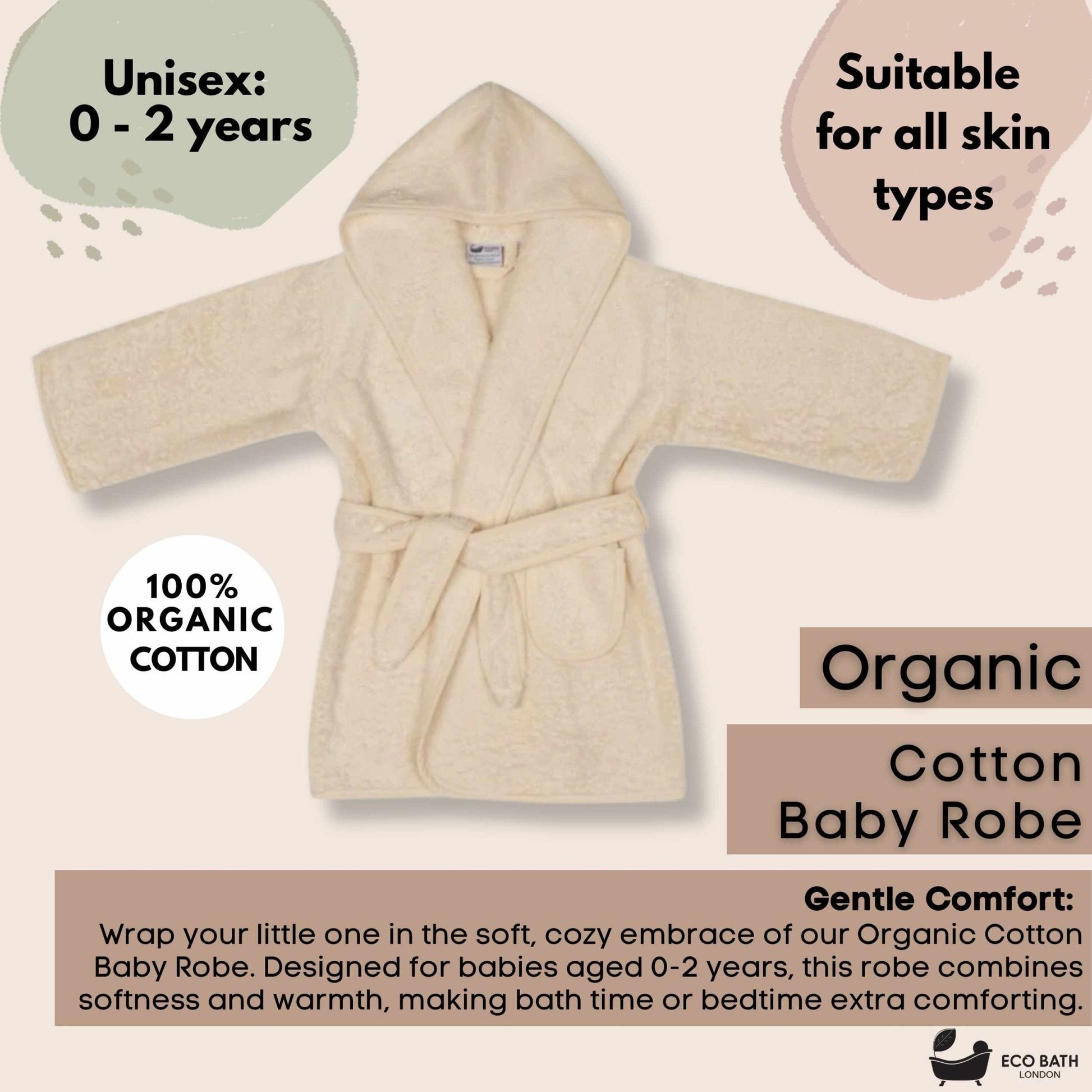 Eco Bath London Organic Cotton Baby Bathrobe - 0-5 Years