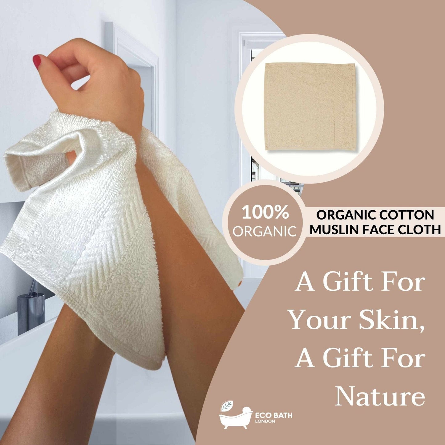 Eco Bath London Organic Cotton Face Flannels