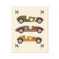 Kid of the Village Race Cars Art Print - Green/Brown/Orange