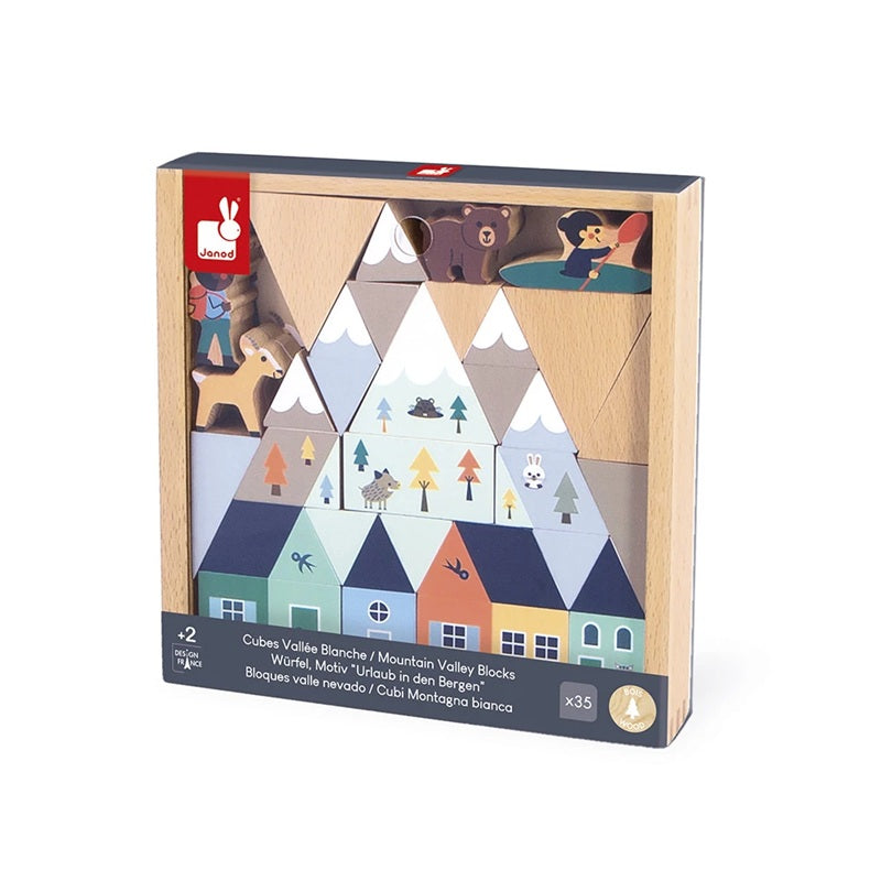 Janod Wooden Mountain Valley Block Set - Cross Roads