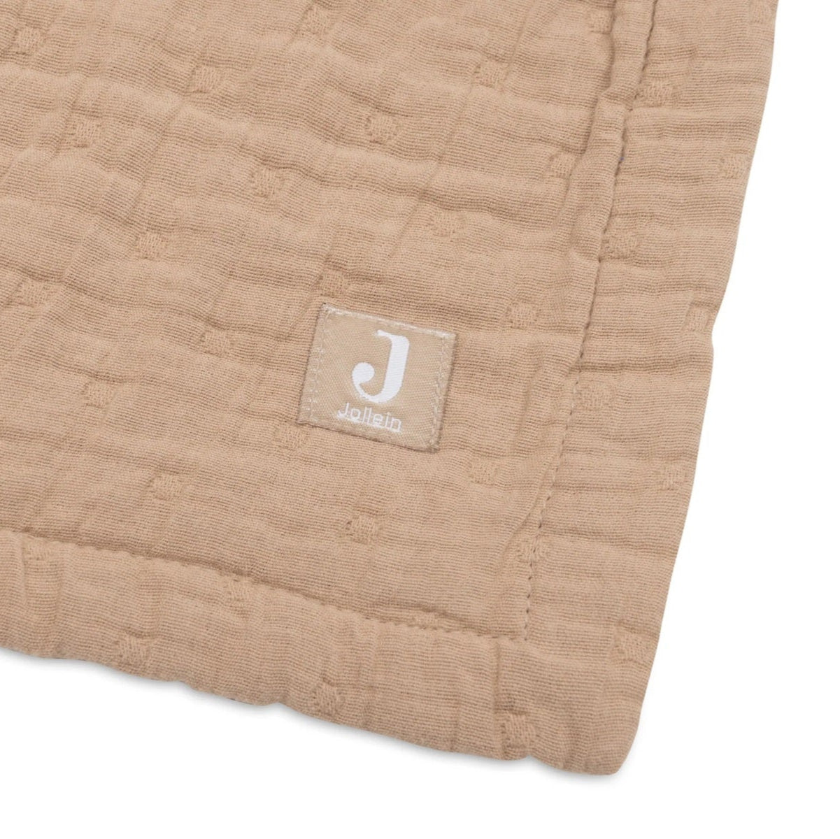 Jollein Organic Muslin Cot Blanket - Jacquard - Biscuit