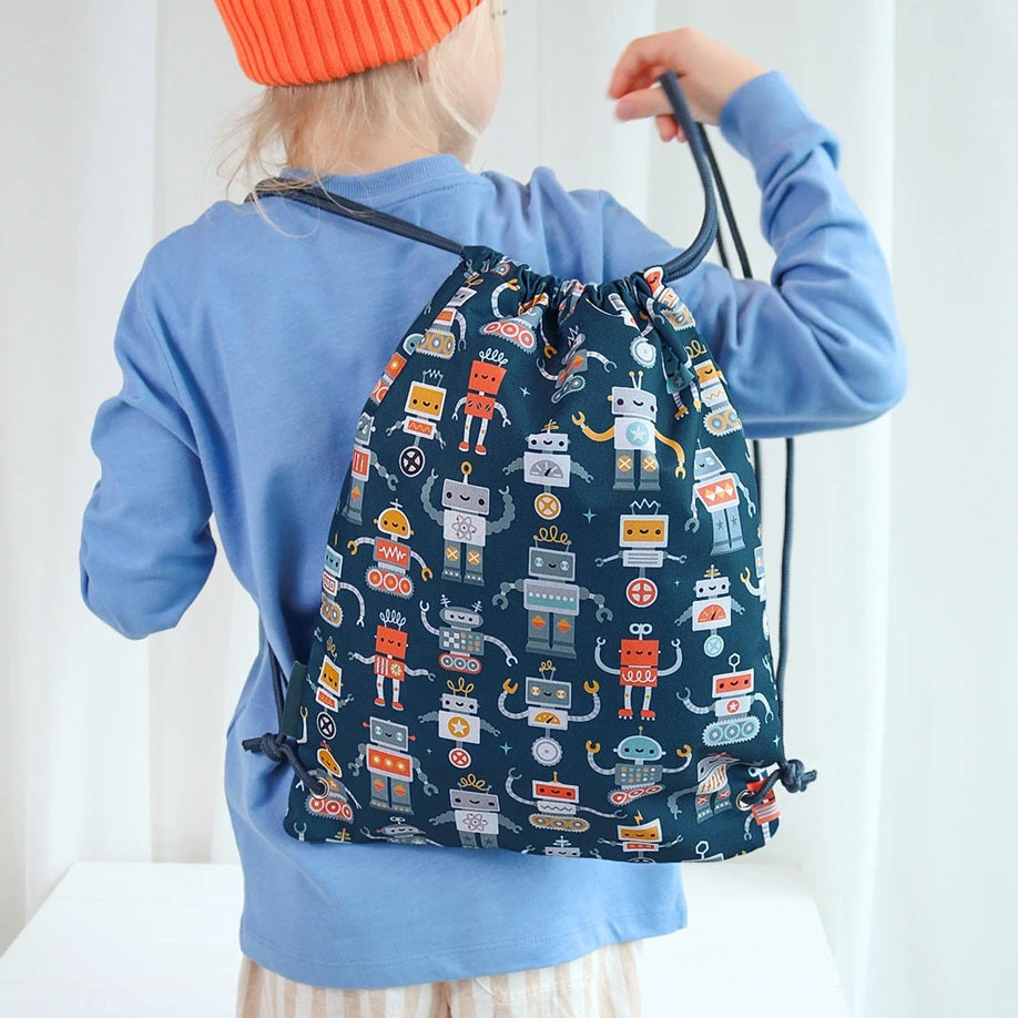 A Little Lovely Company Drawstring Bag - Robots
