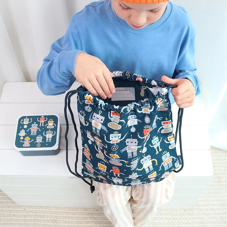 A Little Lovely Company Drawstring Bag - Robots