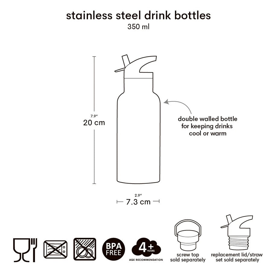 A Little Lovely Company Stainless Steel Drinks Bottle - 350ml - Hearts