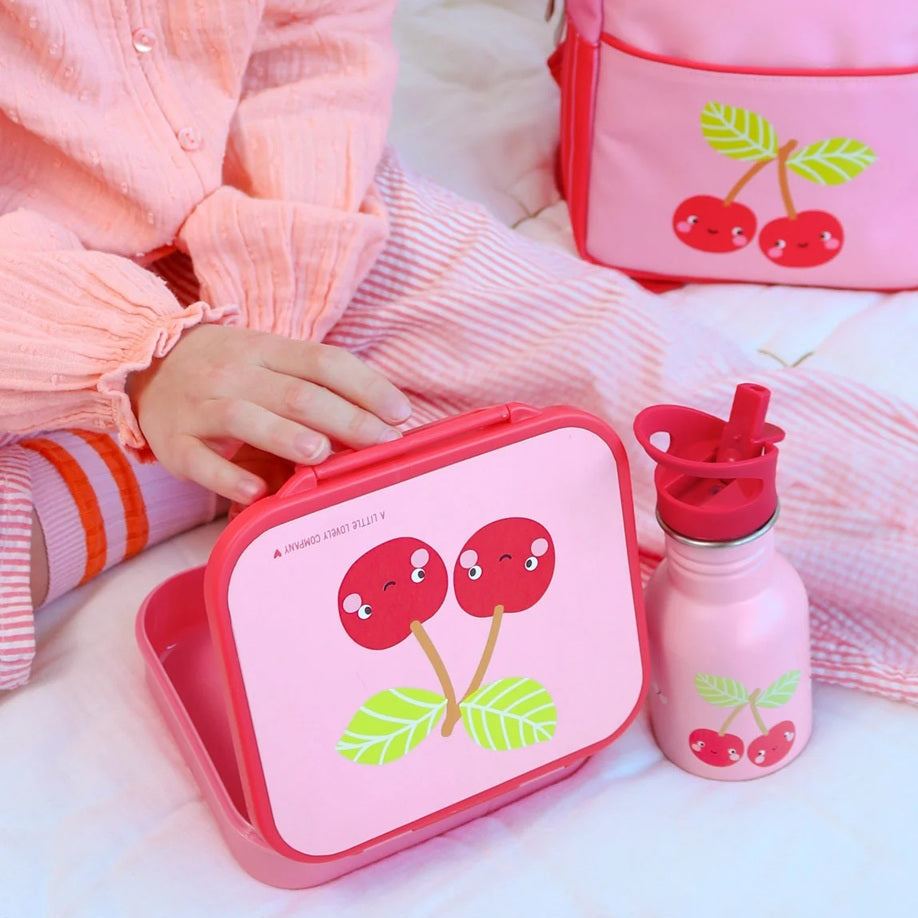 A Little Lovely Company Little Stainless Steel Drinks Bottle - 350ml - Happy Cherries