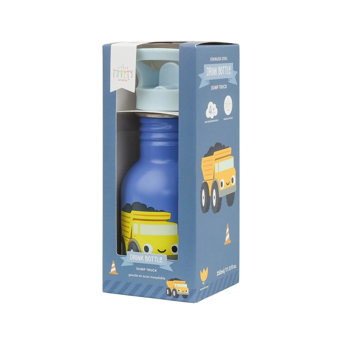 A Little Lovely Company Little Stainless Steel Drinks Bottle - 350ml - Dump Truck