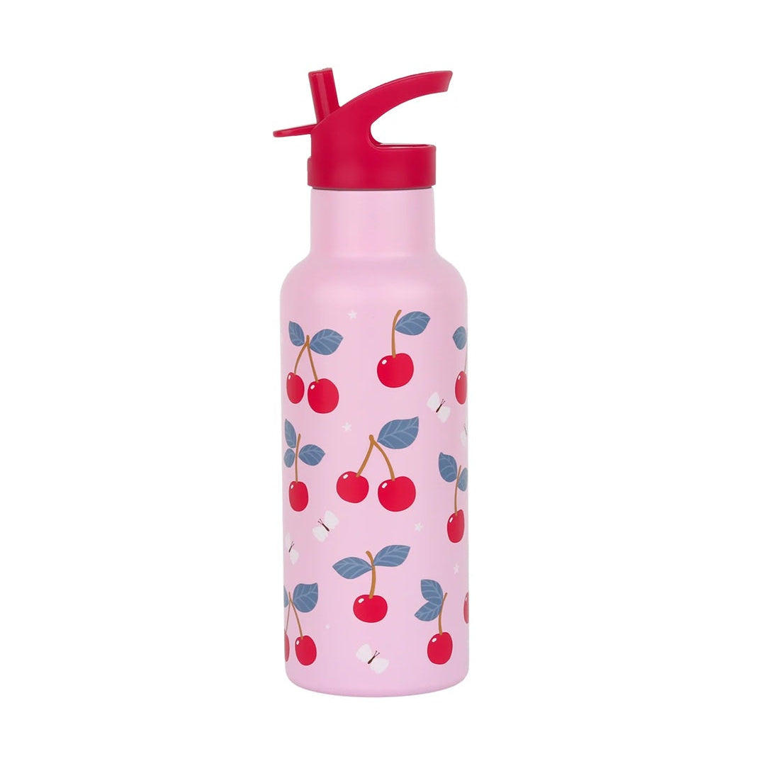 A Little Lovely Company XL Stainless Steel Drinks Bottle - 500ml - Cherries