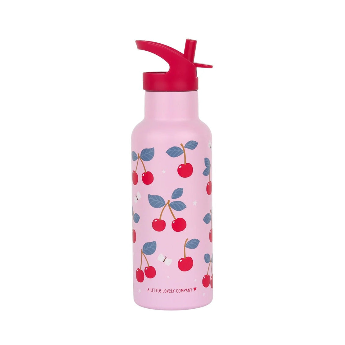 A Little Lovely Company XL Stainless Steel Drinks Bottle - 500ml - Cherries