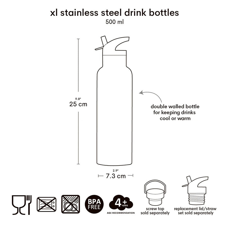 A Little Lovely Company XL Stainless Steel Drinks Bottle - 500ml 