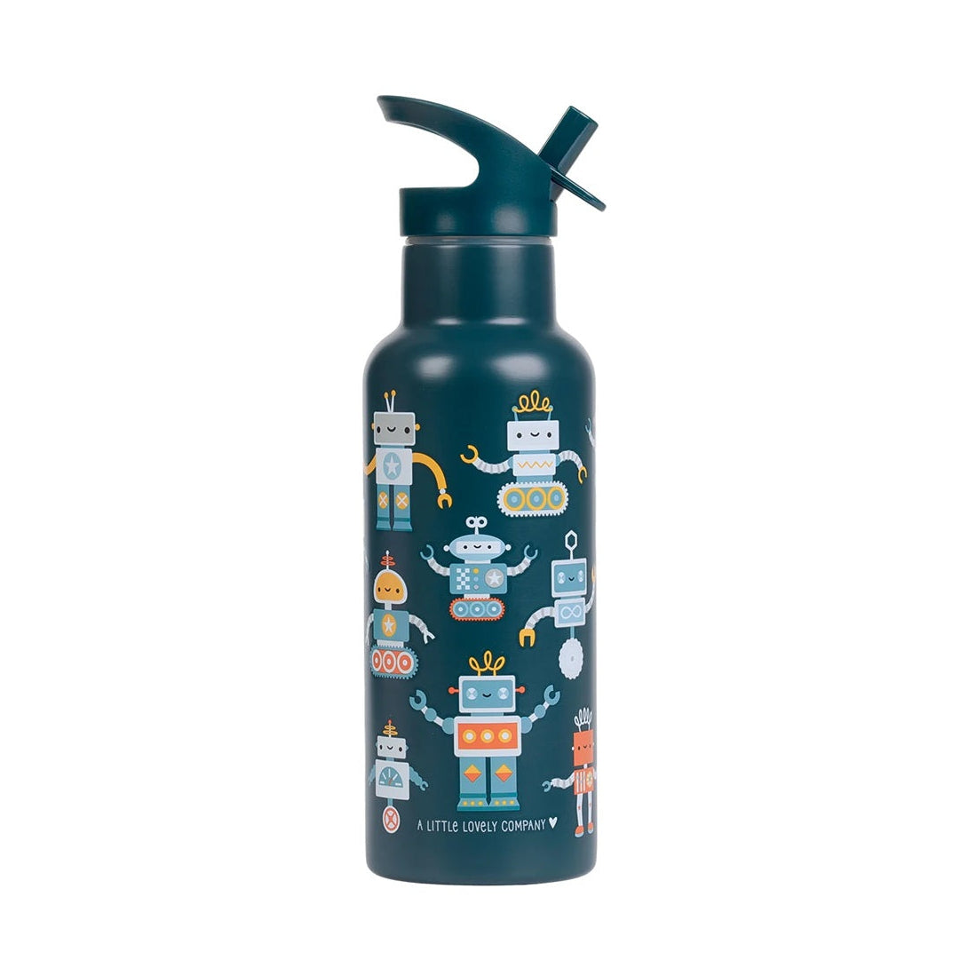 A Little Lovely Company XL Stainless Steel Drinks Bottle - 500ml - Robots
