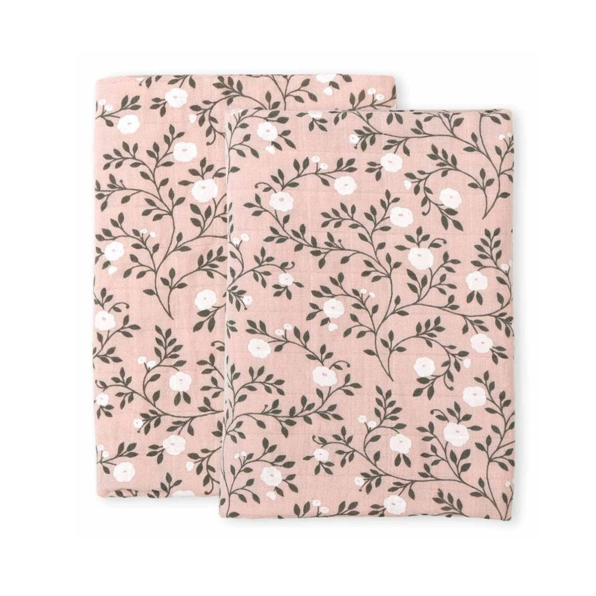 A Little Lovely Company Organic Muslin Cloths - 2 Pack - Blossom Dusty Pink