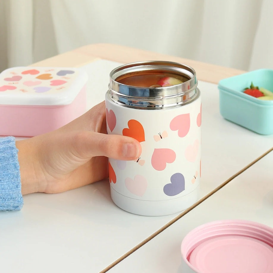 A Little Lovely Company 300ml Steel Food Flask - Hearts