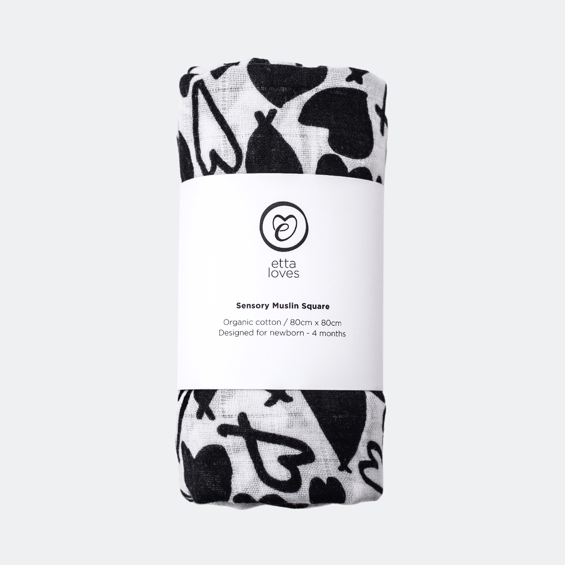 Etta Loves Organic Sensory Muslin Cloth - Love Hearts