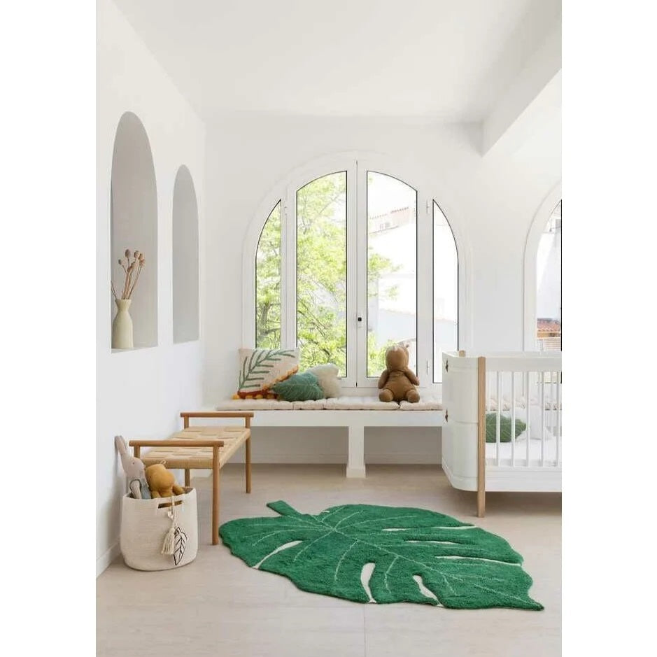 Lorena Canals Washable Rug - Green Monstera Leaf