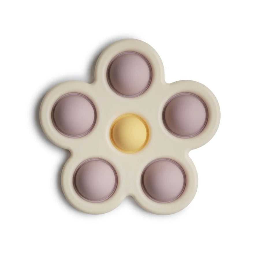 Mushie Silicone Baby Sensory Flower Pop Toy - Lilac/Daffodil/Ivory