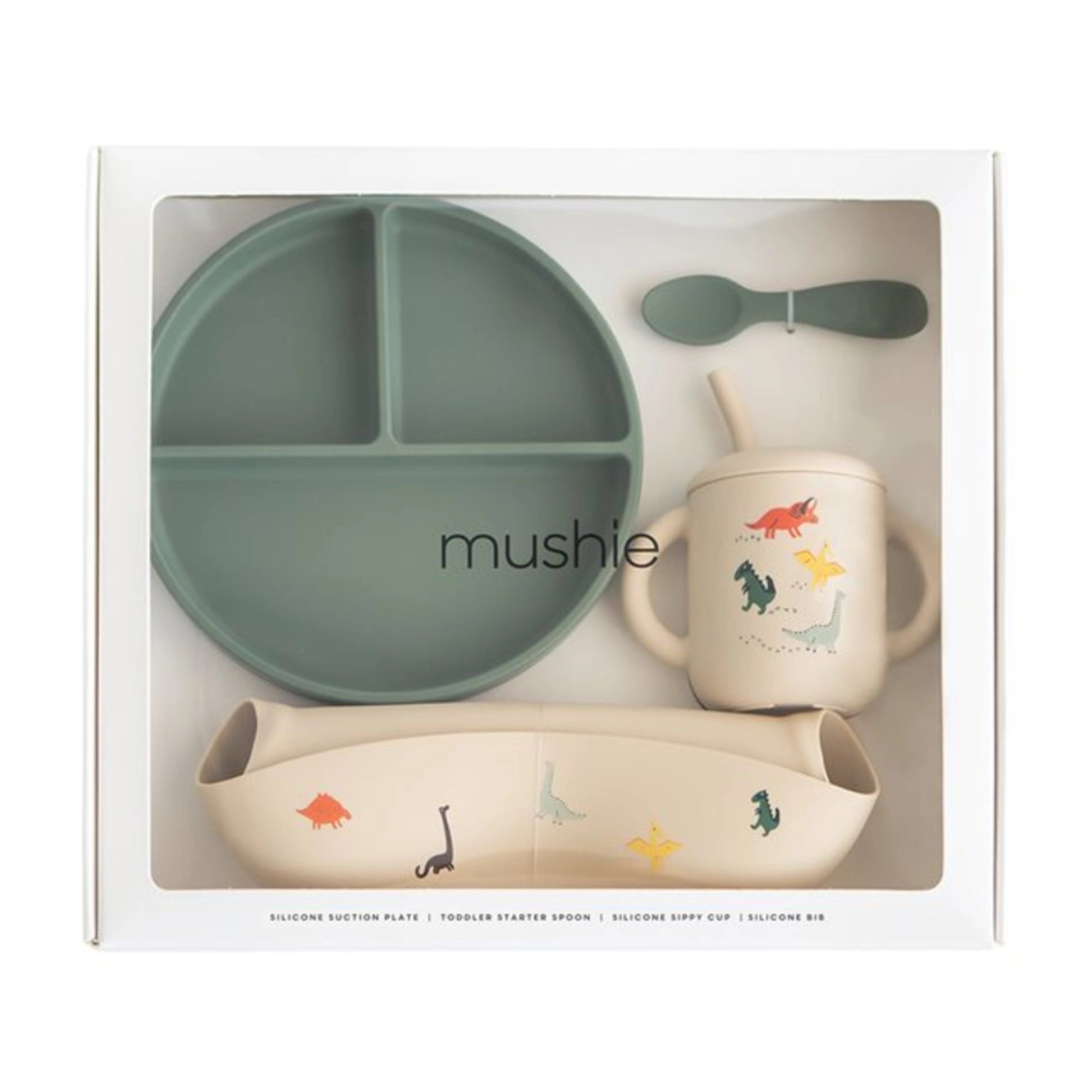 Mushie Silicone Toddler Feeding Set - Dinosaurs