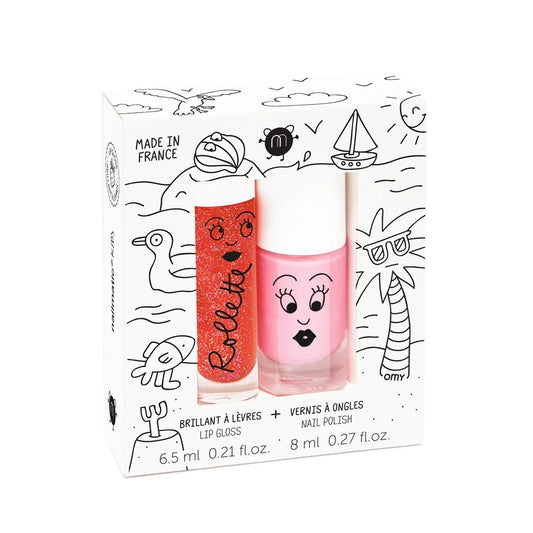 Nailmatic Natural Lip Gloss & Varnish Duo - Holidays (Strawberry/Pink)