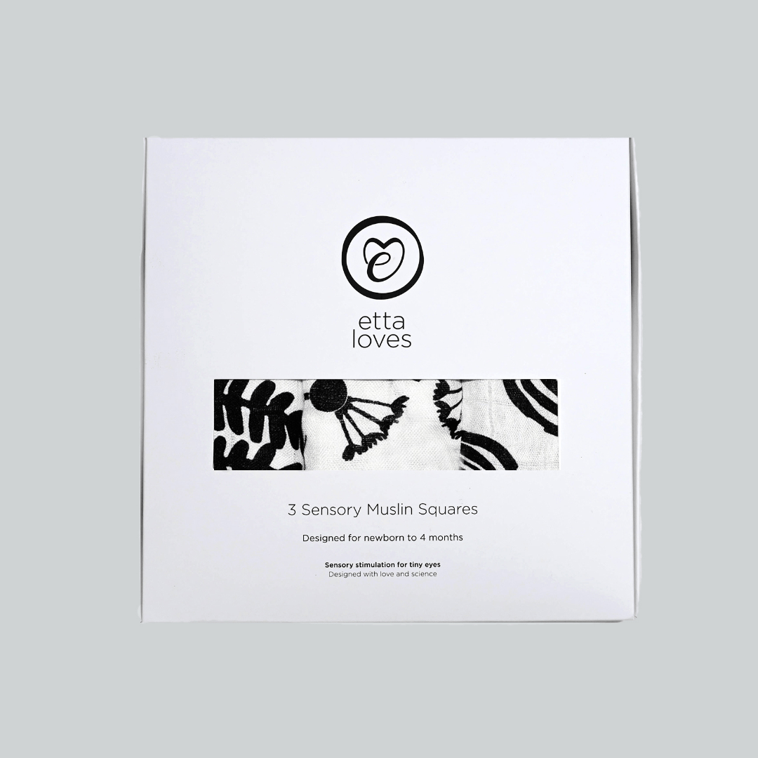 Etta Loves Organic Sensory Muslin Cloths - 3 Pk - Plant Prints