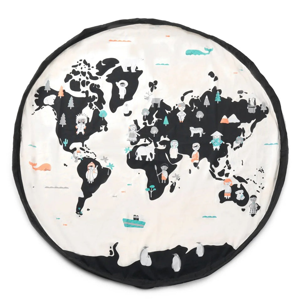Play & Go Noomad Reversible Toy Storage Bag & Playmat - World Map/Stars