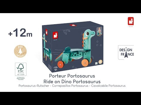 Janod Wooden Ride-On Dino Portosaurus