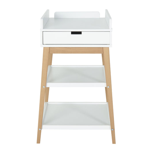 Quax Hip Changing Table with Drawer - White/Natural