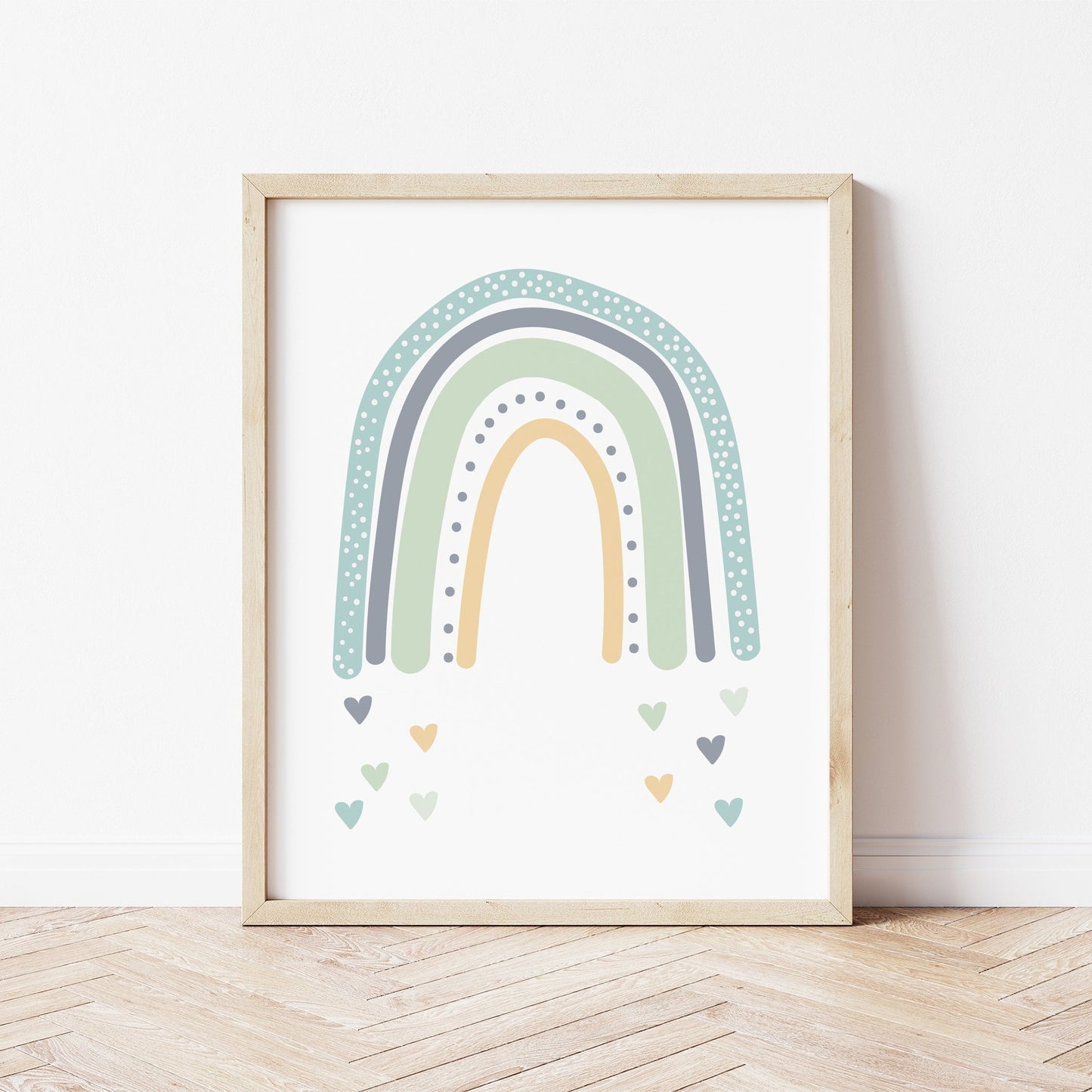 The Little Jones Rainbow Love print - greens