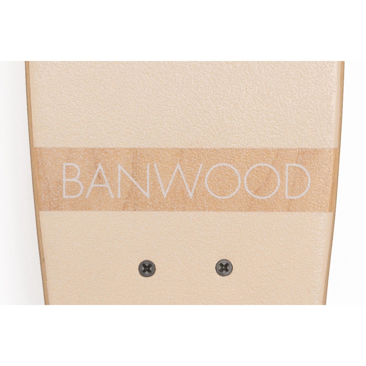 Wooden earring card with 'Banwood' branding on a white background