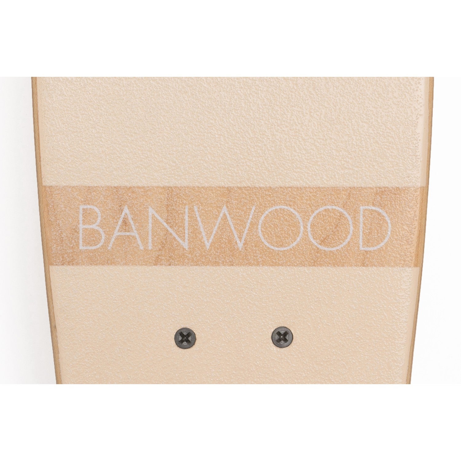 Wooden earring card with 'Banwood' branding on a white background