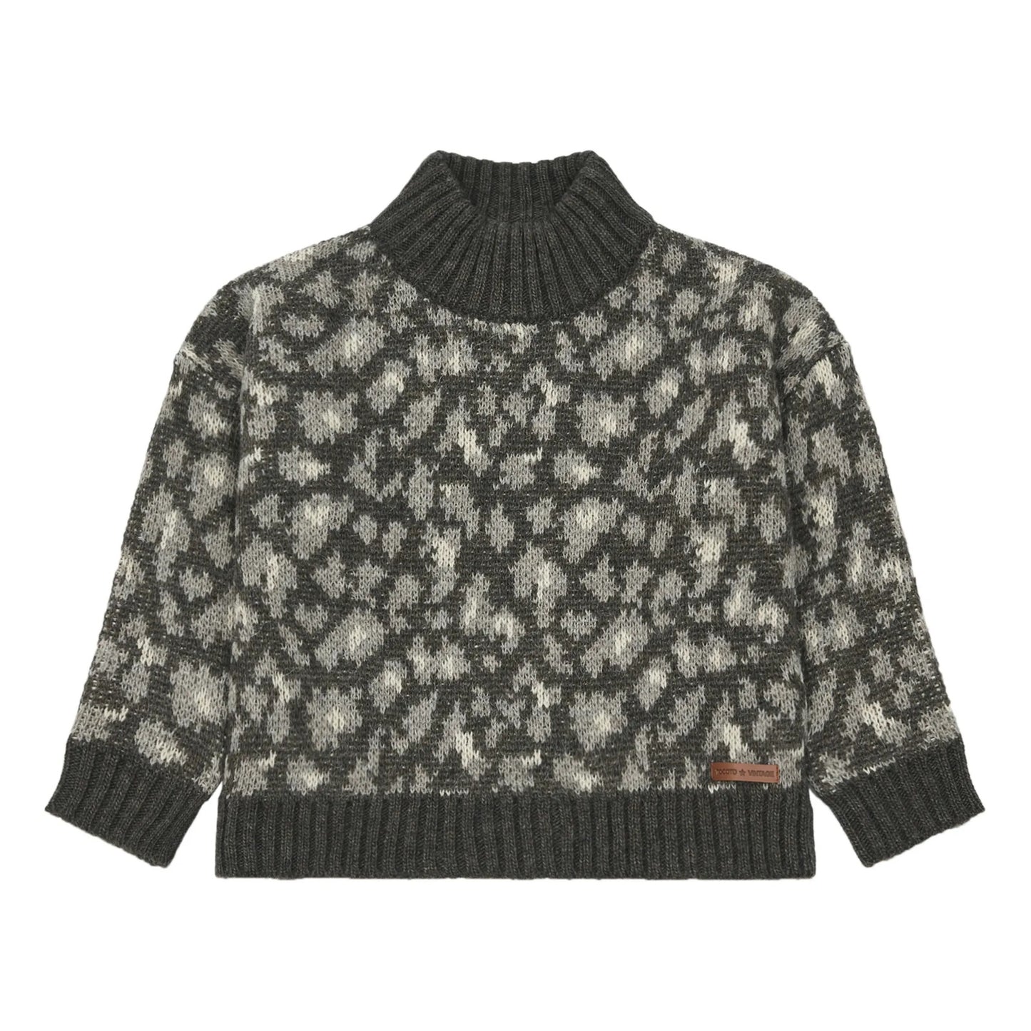 Tocoto Vintage Leopard Print Knitted Sweater - Grey