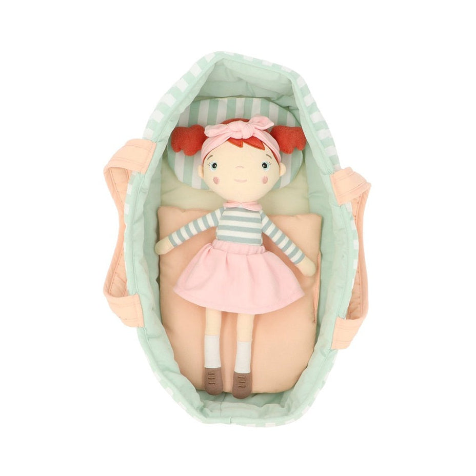Monnëka Doll Carry Basket - Sage Stripes