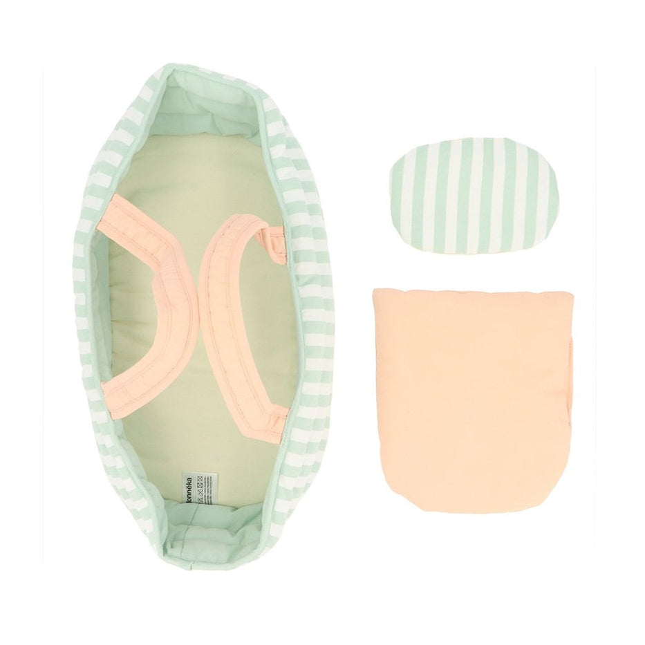 Monnëka Doll Carry Basket - Sage Stripes