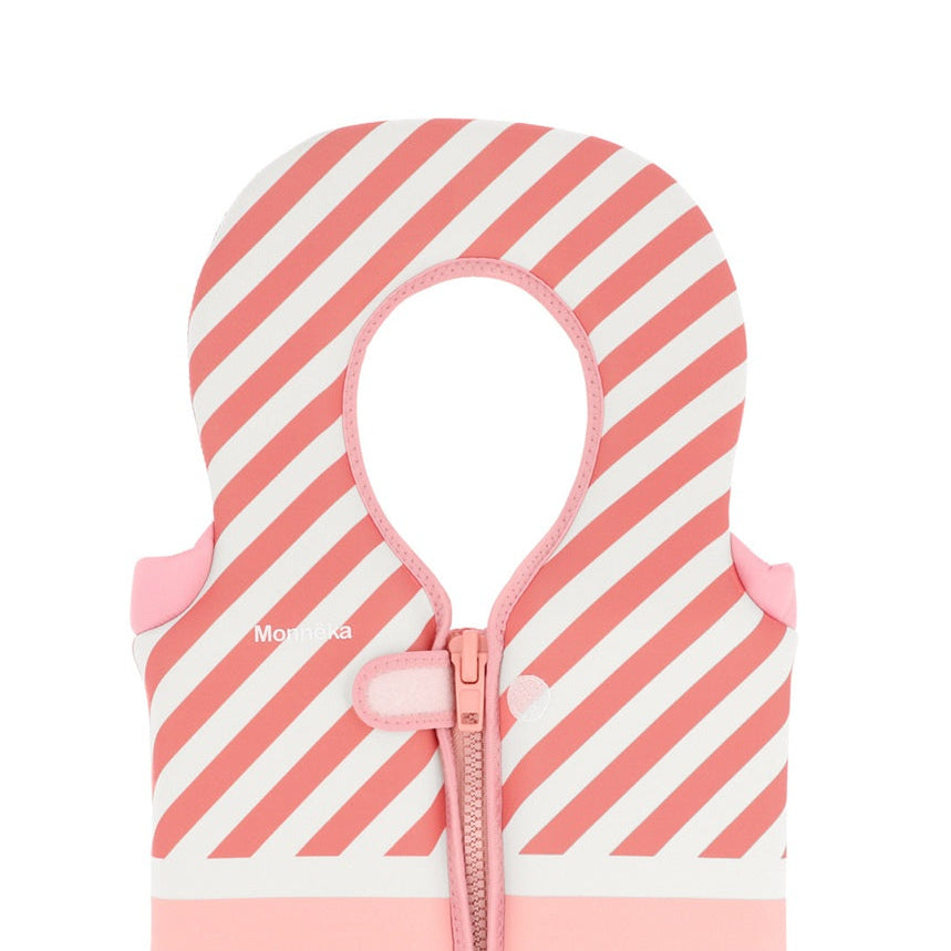 Monnëka Children's Floatation Swim Vest - Stripes Bloom & Blush (1-2 yrs)