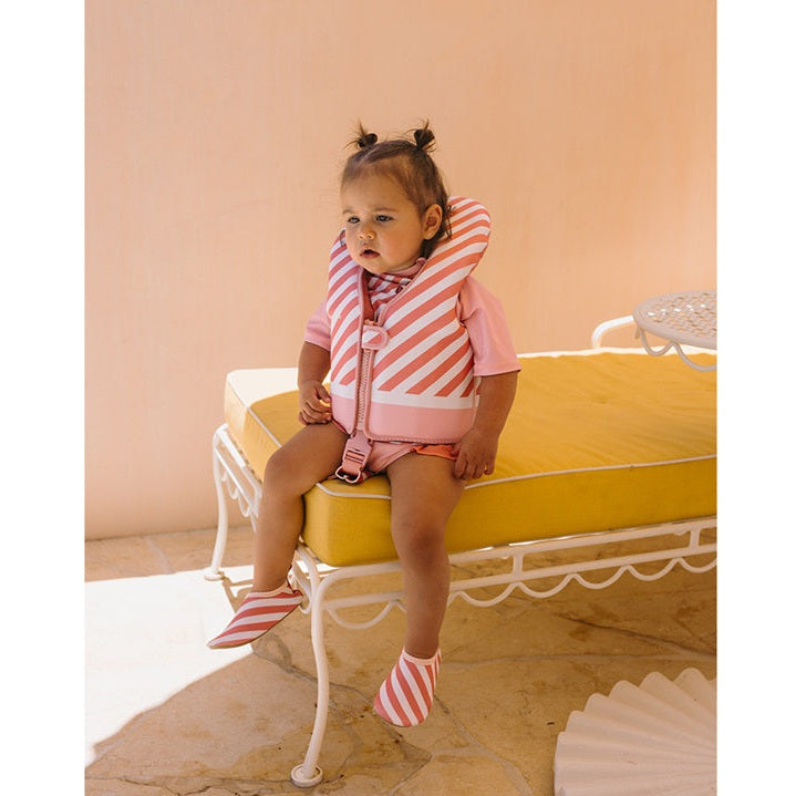 Monnëka Children's Floatation Swim Vest - Stripes Bloom & Blush (1-2 yrs)