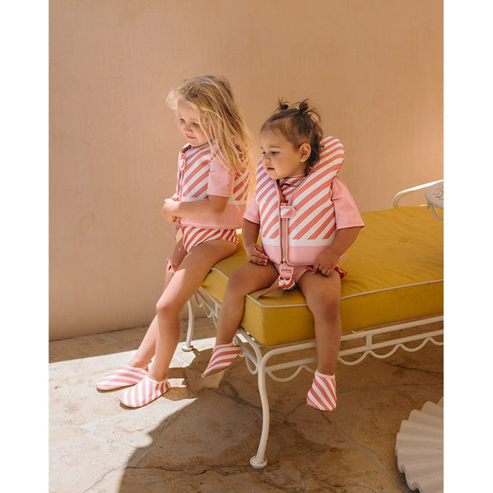 Monnëka Children's Floatation Swim Vest - Stripes Bloom & Blush (1-2 yrs)