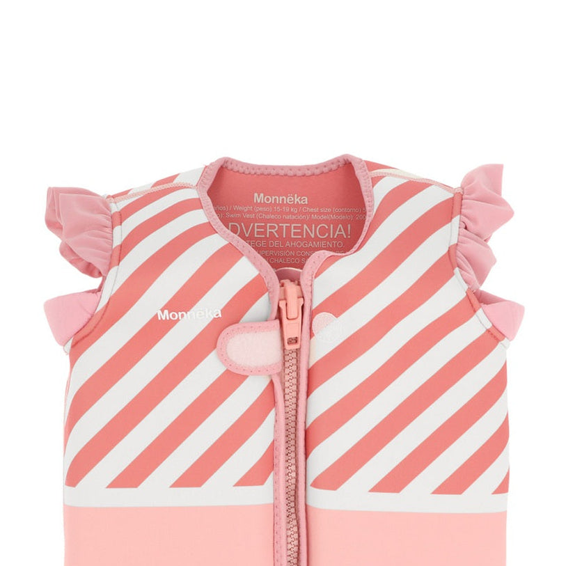 Monnëka Children's Floatation Swim Vest - Stripes Bloom & Blush (2-6 yrs)