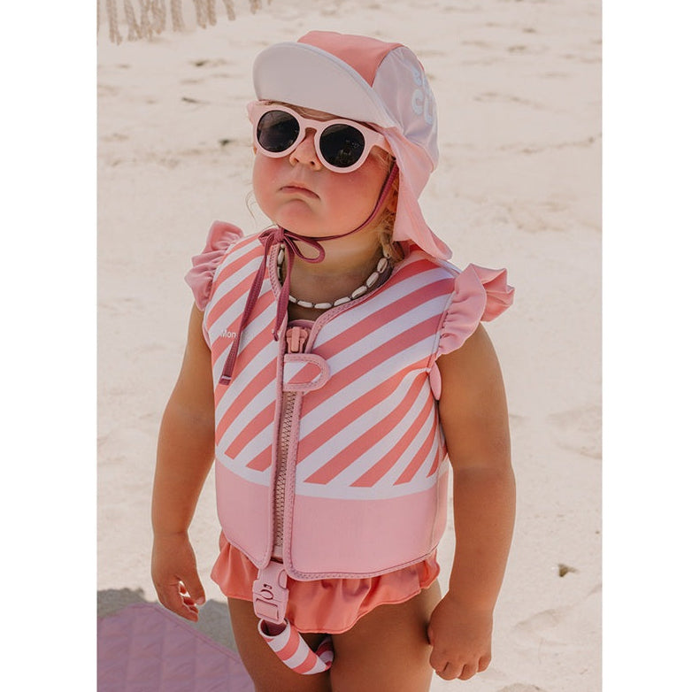 Monnëka Children's Floatation Swim Vest - Stripes Bloom & Blush (2-6 yrs)