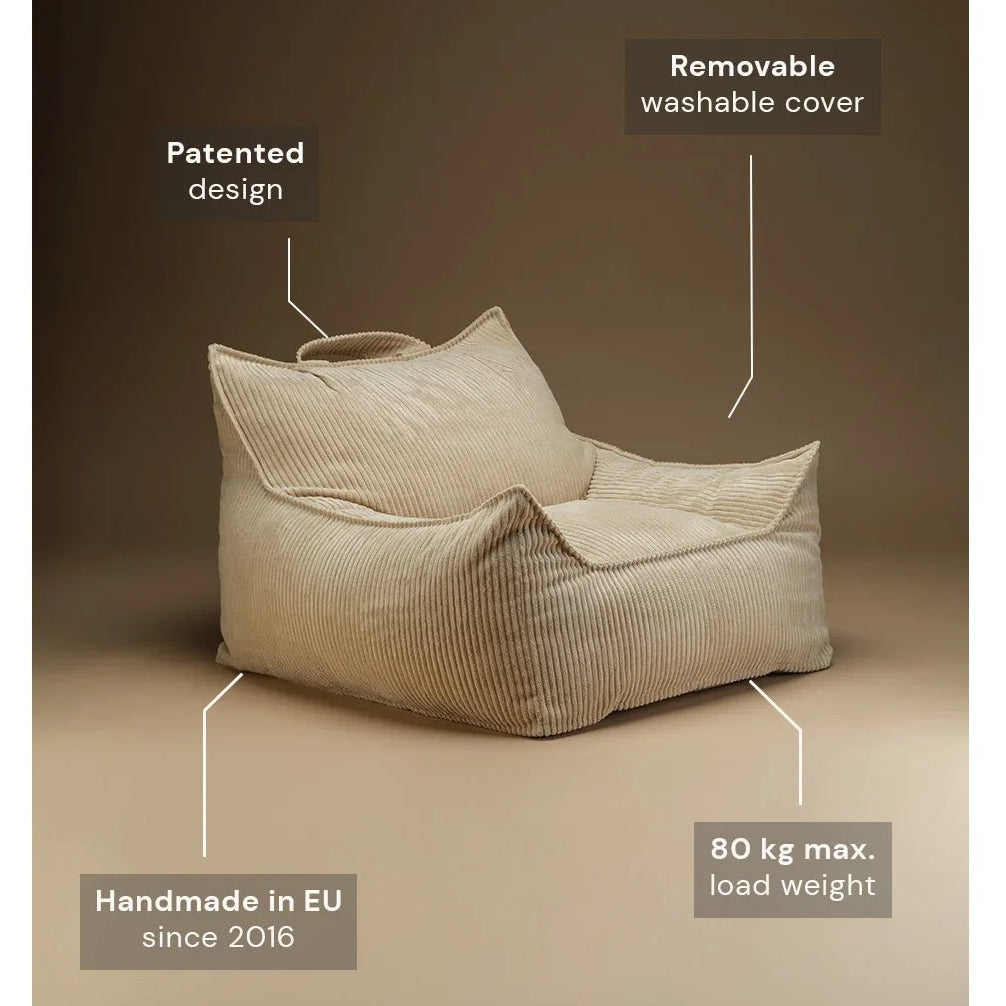 Wigiwama Club Teen Beanbag Chair - Corduroy Brown Sugar