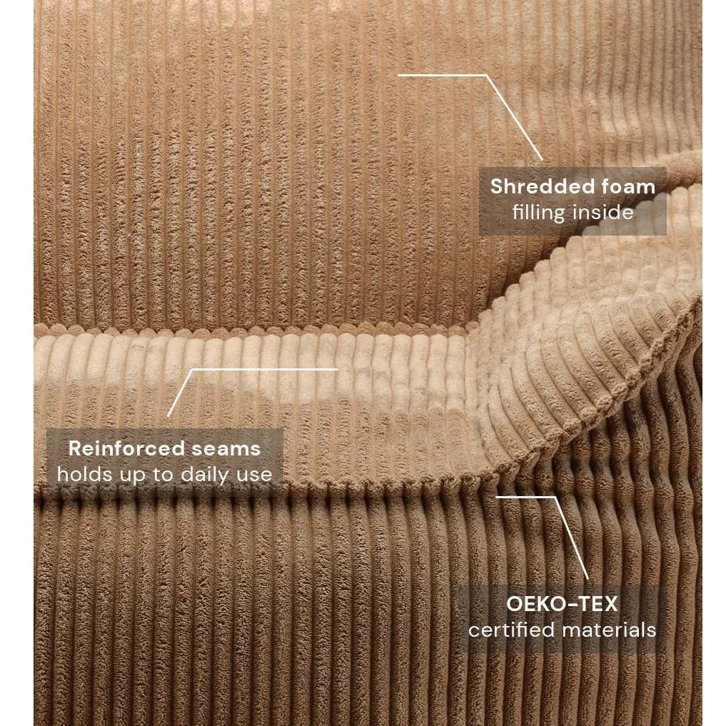 Wigiwama Club Teen Beanbag Chair - Corduroy Brown Sugar