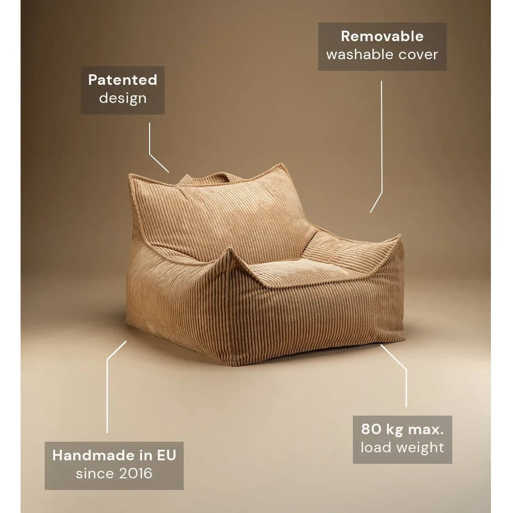 Wigiwama Club Teen Beanbag Chair - Corduroy Toffee