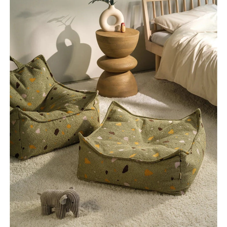 Wigiwama Beanbag Chair & Ottoman Set - Terrazzo Moss
