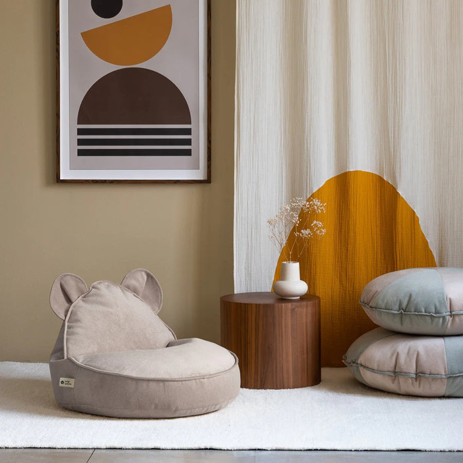 Wigiwama Bear Beanbag Chair - Velvet Dusty Beige