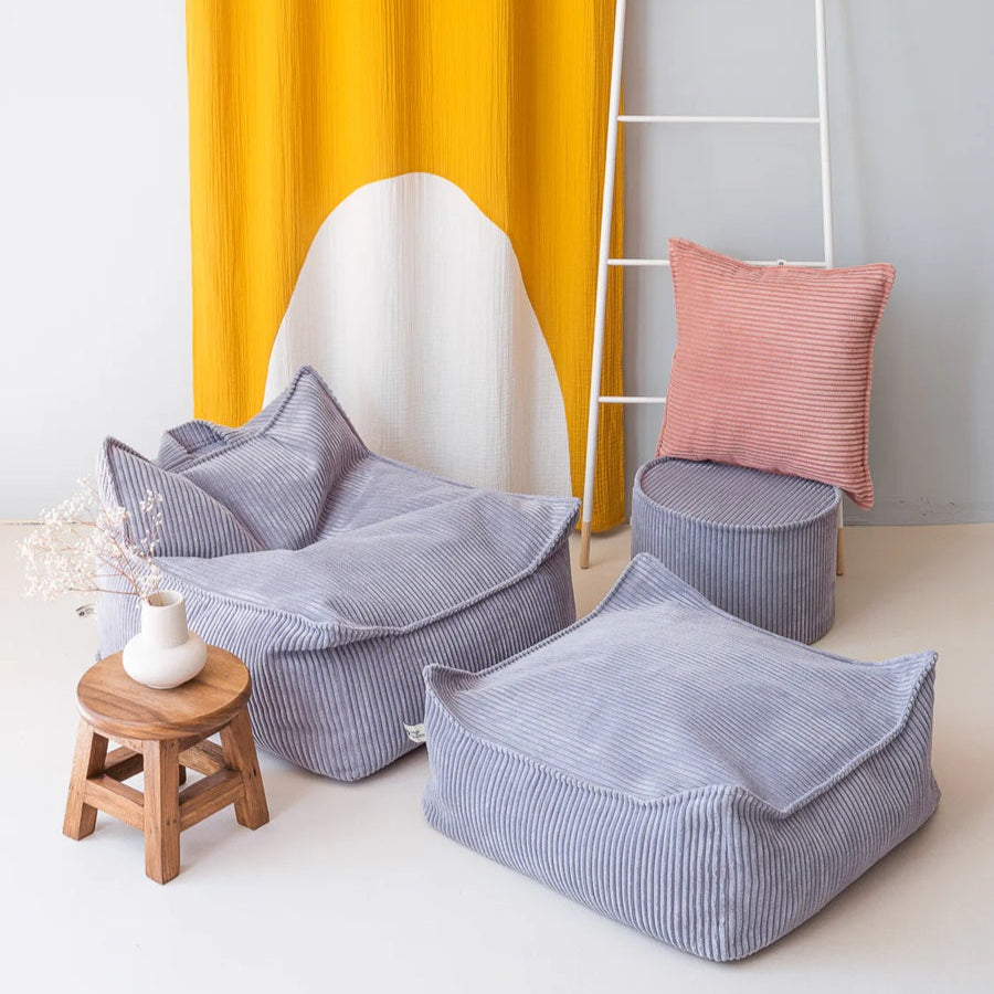 Wigiwama Square Ottoman - Corduroy Blueberry